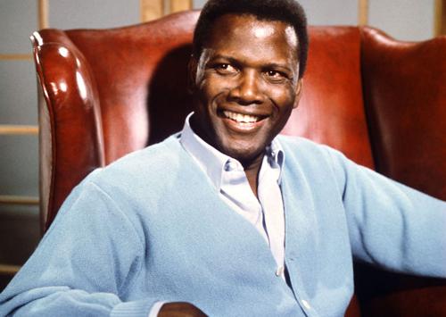 Sidney Poitier in a wingback chair